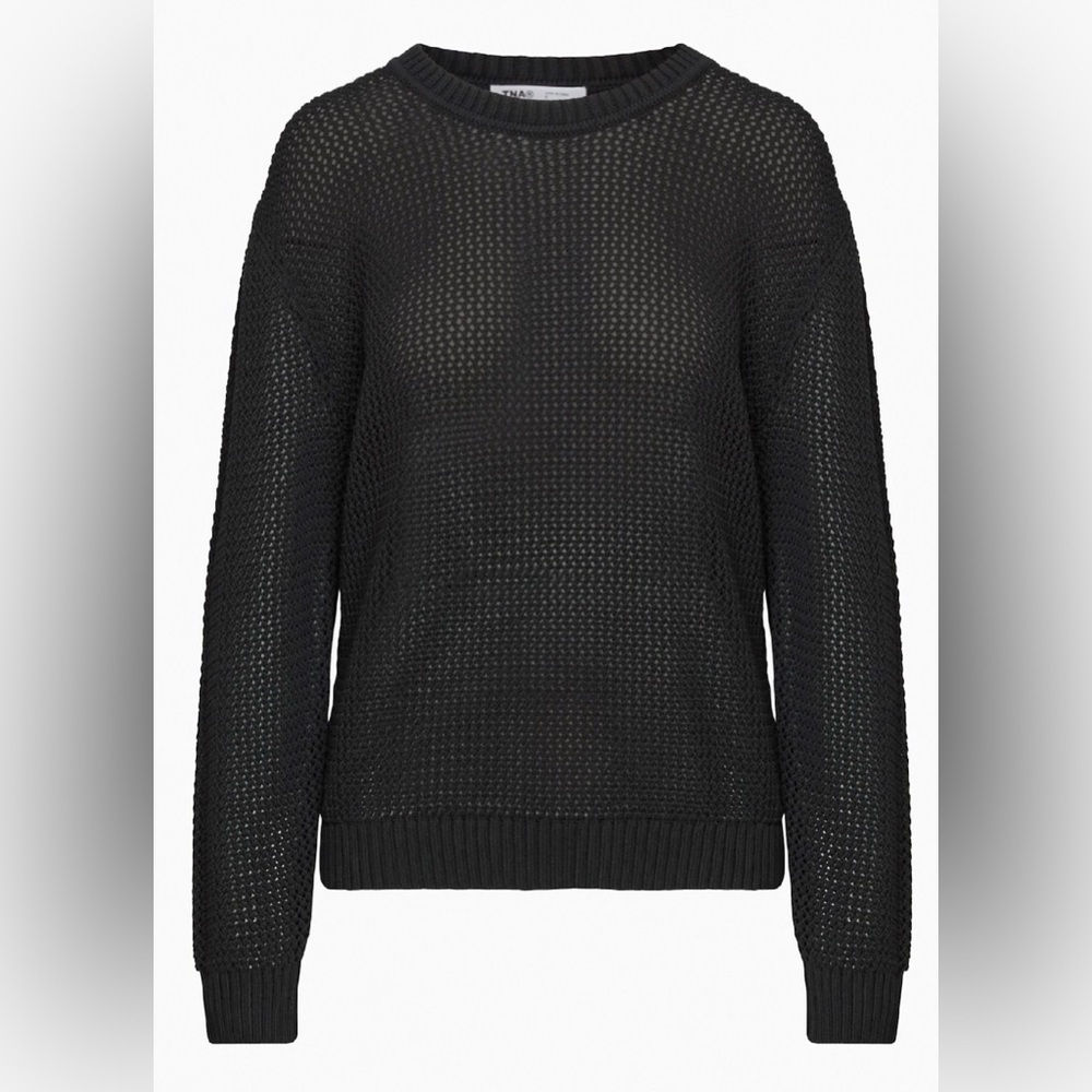 Tna Alameda Sweater Black Mesh Top Womens Size Xs